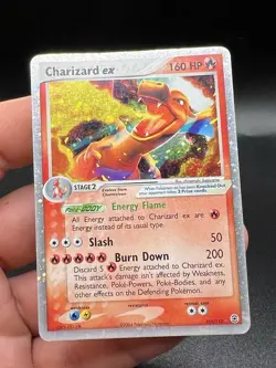Pokemon TCG Charizard EX Holo Card 105/112 FireRed & LeafGreen SWIRL  LP/MP YC1 - Image 2