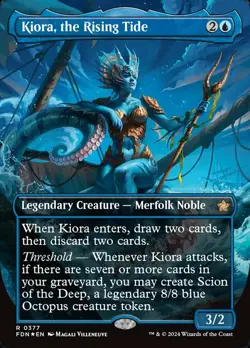Near Mint, English - 1 x MTG Kiora, the Rising Tide - Mana Foil - Borderless Mag - Image 1