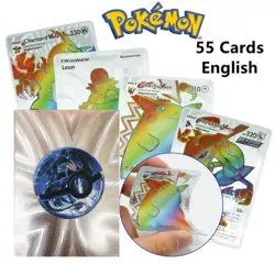 55Pcs/box Rainbow Pokemon Gold Cards Vmax GX EX Silver Black Flash Cards English - Image 11
