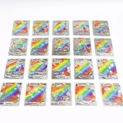 55Pcs/box Rainbow Pokemon Gold Cards Vmax GX EX Silver Black Flash Cards English - Image 12