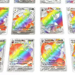 55Pcs/box Rainbow Pokemon Gold Cards Vmax GX EX Silver Black Flash Cards English - Image 13