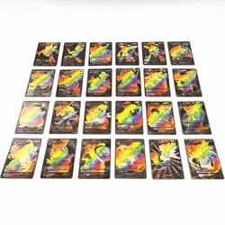 55Pcs/box Rainbow Pokemon Gold Cards Vmax GX EX Silver Black Flash Cards English - Image 16