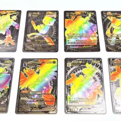 55Pcs/box Rainbow Pokemon Gold Cards Vmax GX EX Silver Black Flash Cards English - Image 17