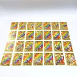 55Pcs/box Rainbow Pokemon Gold Cards Vmax GX EX Silver Black Flash Cards English - Image 2