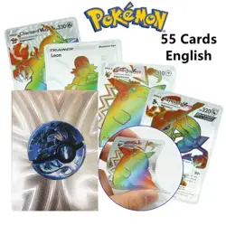 55Pcs/box Rainbow Pokemon Gold Cards Vmax GX EX Silver Black Flash Cards English - Image 21