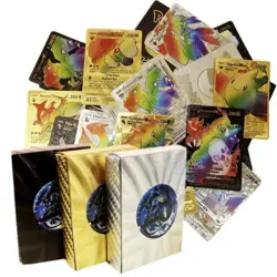 55Pcs/box Rainbow Pokemon Gold Cards Vmax GX EX Silver Black Flash Cards English - Image 23