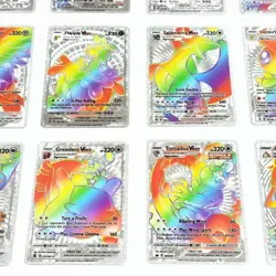 55Pcs/box Rainbow Pokemon Gold Cards Vmax GX EX Silver Black Flash Cards English - Image 26