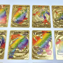 55Pcs/box Rainbow Pokemon Gold Cards Vmax GX EX Silver Black Flash Cards English - Image 9