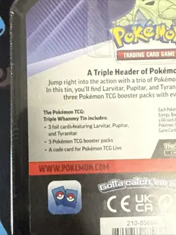 Pokemon TCG Tyranitar Triple Whammy Collector's Tin SEALED 3 Packs + 3 Foil Card - Image 3