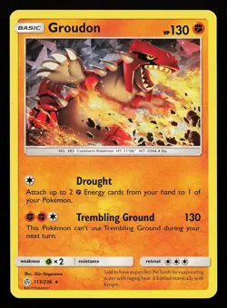 Groudon 113/236 Cracked Ice Holo Rare Cosmic Eclipse Pokémon Card - Image 3