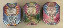 Pokemon Evolution Celebration Set 3 Tins GLACEON GX SYLVEON LEAFEON NEW SEALED - Image 1