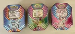 Pokemon Evolution Celebration Set 3 Tins GLACEON GX SYLVEON LEAFEON NEW SEALED - Image 2