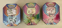 Pokemon Evolution Celebration Set 3 Tins GLACEON GX SYLVEON LEAFEON NEW SEALED - Image 9