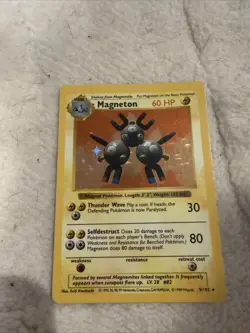 Magneton Shadowless Holo Base Set 9/102 Wizards Pokémon TCG Unlimited Rare Card - Image 1