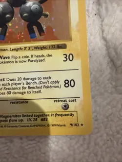 Magneton Shadowless Holo Base Set 9/102 Wizards Pokémon TCG Unlimited Rare Card - Image 3