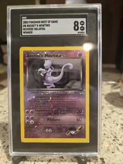 Pokemon ~ Best of Game Winner ~ Rocket's Mewtwo ~ SGC 8 ~ NM ~ R HOLO 🍥 SWIRL - Image 1