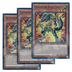 Yugioh - Gladiator Beast Gistel x 3 - 1st Edition Super Rare NM - Free Holo - Image 2