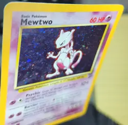 DAMAGED Mewtwo Holo 10/130 Base Set 2 AUTHENTIC Pokemon Card Creases - Image 10