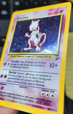 DAMAGED Mewtwo Holo 10/130 Base Set 2 AUTHENTIC Pokemon Card Creases - Image 11
