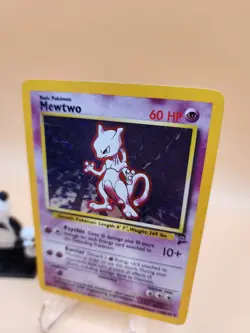 DAMAGED Mewtwo Holo 10/130 Base Set 2 AUTHENTIC Pokemon Card Creases - Image 2