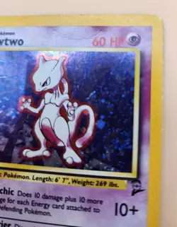 DAMAGED Mewtwo Holo 10/130 Base Set 2 AUTHENTIC Pokemon Card Creases - Image 5