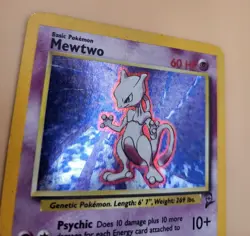 DAMAGED Mewtwo Holo 10/130 Base Set 2 AUTHENTIC Pokemon Card Creases - Image 6