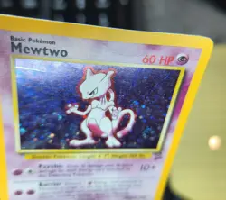 DAMAGED Mewtwo Holo 10/130 Base Set 2 AUTHENTIC Pokemon Card Creases - Image 8
