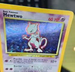 DAMAGED Mewtwo Holo 10/130 Base Set 2 AUTHENTIC Pokemon Card Creases - Image 9
