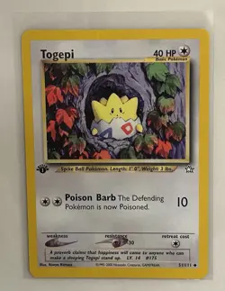 Pokemon TCG Togepi 51/111 Neo Genesis 1st Edition Vintage Card LP - Image 1