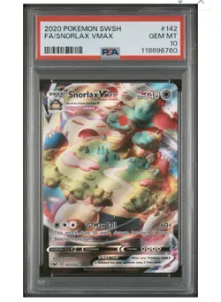 2020 POKEMON SWORD & SHIELD #142 FULL ART/SNORLAX VMAX PSA 10 - Image 1