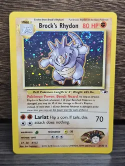 Brock's Rhydon WITH SWIRL! Holo  2/132 Gym Heroes Pokemon WOTC 2000 Unlimited MP - Image 1