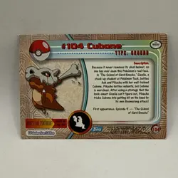 2000 Topps Pokemon TV Animation Edition Series 2 Cubone #104 Blue logo HP Card - Image 2
