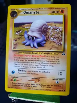 Neo Discovery #60/75 Omanyte Pokemon Card Tcg Vintage Game Freak LP - Image 1