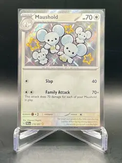 Maushold 210/091 Paldean Fates Baby Shiny Rare Holo Card Pokemon TCG NM/M - Image 1