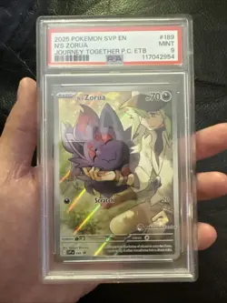 2025 Pokemon Ns Zorua 189 Black Star Promo Pokemon Center ETB PSA 9 MINT - Image 1