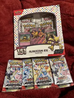 Pokemon Scarlet and Violet - 151 Alakazam ex Collection Box & 4 Prismatic Packs - Image 1