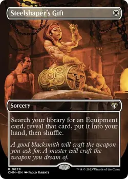 MTG CMM NM FOIL Borderless Steelshaper's Gift - Image 1