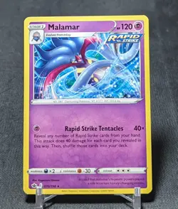Malamar Rapid Strike Regular Rare Psychic Pokemon CHILLING REIGN Card 070/198 - Image 1