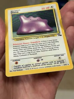 PokÃ©mon TCG Ditto Fossil 3/62 Holo Unlimited Rare Card Vintage MP - Image 3