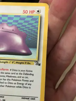 PokÃ©mon TCG Ditto Fossil 3/62 Holo Unlimited Rare Card Vintage MP - Image 5