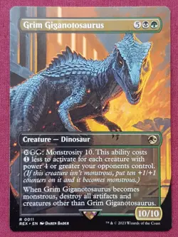 Magic The Gathering JURASSIC WORLD GRIM GIGANOTOSAURUS black/green card MTG - Image 1