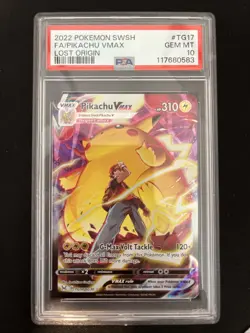 2022 POKEMON SWORD & SHIELD LOST ORIGIN #TG17 FULL ART/PIKACHU VMAX PSA 10 - Image 1