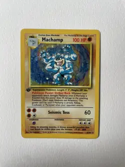 🔥 1st Edition Machamp 8/102 🔥 Original Holo Rare Base Set Pokemon Card 1999 - Image 2