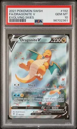 Dragonite V 192/203 Alt Art Evolving Skies Pokemon Card - PSA 10 Gem Mint - Image 1