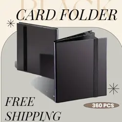 `360 Card Pocket Black Cards Album Folder Binder with Strap 9 Pocket US~ - Image 1