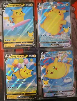 Surfing Pikachu & Flying Pikachu V & Vmax 4 Card Set Pokemon TCG Celebrations NM - Image 2