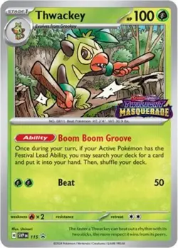 Pokemon Card - Scarlet & Violet Promo 115 - THWACKEY (holo-foil) - NM/Mint - Image 1