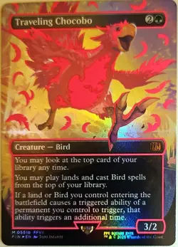 ***FOIL Borderless Neon Pink Traveling Chocobo*** MTG Final Fantasy  0551b - Image 1