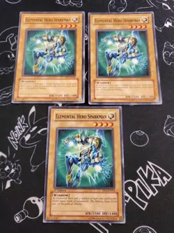 Yugioh - Elemental Hero Sparkman DP1-EN004 NM 1st ed/Unlimited Common x3 - Image 2