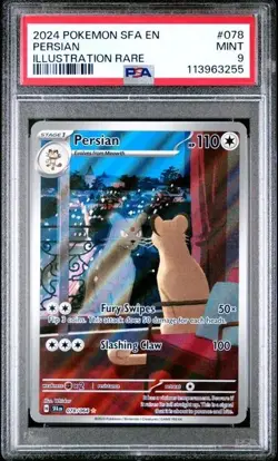 2024 POKEMON SFA EN-SHROUDED FABLE ILLUSTRATION RARE #078 PERSIAN PSA 9 - Image 1